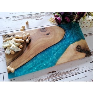 เขียงไม้เรซิ่นทำมือสำหรับหั่นเนื้อและผัก เขียงเสิร์ฟไม้เคลือบอีพ็อกซี่ทันสมัยสำหรับห้องครัวและห้องรับประทานอาหาร - Product Image 1