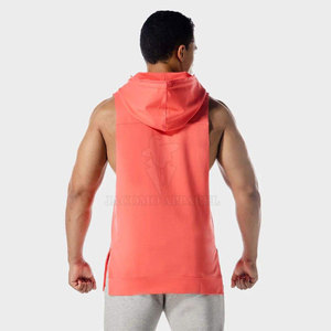Haut de sport sans manches pour homme en coton mélangé avec capuche et poche pratique - Product Image 2