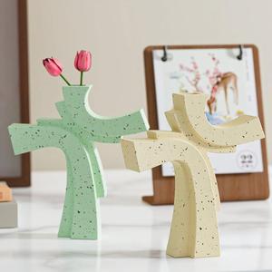 Cross Vase Home Living Room Insert Dried Flower Vase Gypsum <b>Resin</b> Silicone Mold - Product Image 2