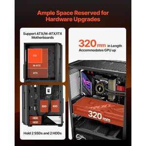Case PC Gaming Mid Tower ad Alto Flusso d'Aria con 4 Ventole ARGB da 120 mm, Gestione Cavi Semplificata, Filtro Antipolvere, Pannello in Vetro Temperato, Formato Mini-ITX - Product Image 4