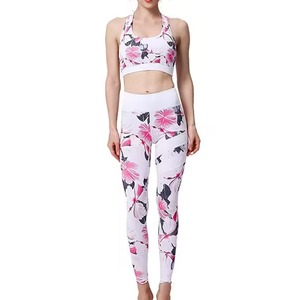 Ensemble de yoga imprimé léopard pour femmes, 2 pièces, haut court et leggings taille haute, longueur intégrale, en spandex et polyester, vêtements de sport - Product Image 3
