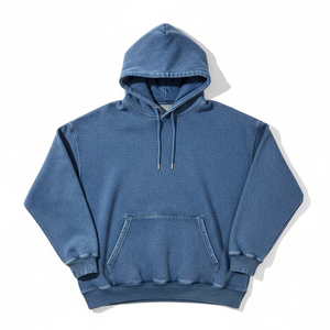 Men's Vintage Streetwear 100% Cotton <b>Jacket</b> Solid Blue Oversized Sun Faded 3DAcid Washed <b>Denim</b> Hoodies for Spring Season Men - Product Image 1