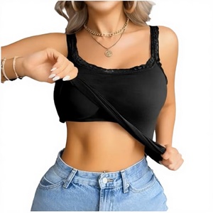 Charr Industries Stretch Style Women Solid <b>Green</b> Breathable Streetwear Short Halter Scoop Neck Vest 1pc Sleeveless Knit Camisole - Product Image 3