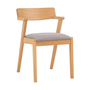 Scandinavian Minimalist Style Dining Chair Beechwood <b>Frame</b> Fabric Seat Light <b>Grey</b> Home Restaurant Cafe Hotel - Product Image 1