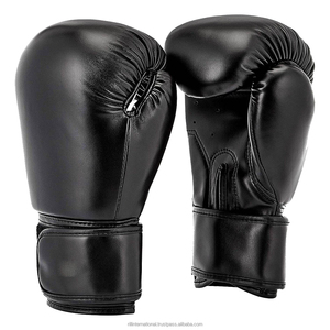 Gants de boxe en cuir noir à doigts entiers avec fermeture à lacets au poignet pour adultes – Équipement d'entraînement - Product Image 5