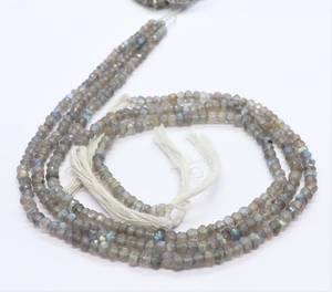 ลูกปัดลาบราดอไรต์ทรงรอนเดลเหลี่ยมเพชรพลอยขนาด 4 มม. สีฟ้าประกายสวยงาม ลูกปัดลาบราดอไรต์ทรงรอนเดลขนาด 12 นิ้ว ลาบราดอไรต์ทรงรอนเดลธรรมชาติ - Product Image 1