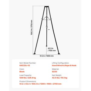 Trípode con Cabrestante Manual de 500 Libras de Capacidad, Elevador de Ciervos para Desollar Caza, Accesorio de Caza de Calidad - Product Image 4