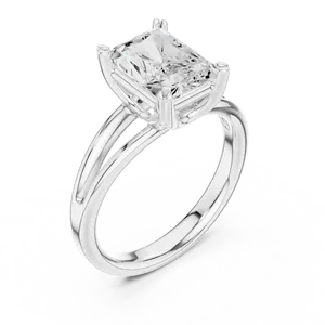 Bague solitaire en diamant de laboratoire taille radiant 2 carats, sertie à griffes, avec tige fendue, en or sur mesure, pour fiançailles et tenues de mariée modernes - Product Image 5