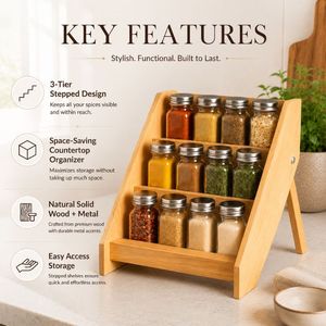 Organizador de especias de madera de 3 niveles para encimera de cocina - Product Image 5