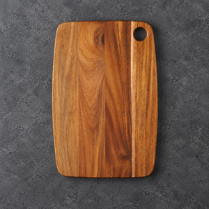 Handmade Acacia Rectangular Chopping Board With Hanging Hole and Lighter Wood Inlay <b>Strip</b> For Restaurant and Home Use - Product Image 6