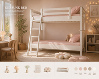 Lit superposé en bois massif empilable, écologique et moderne, taille double, avec échelle, style scandinave, pour chambre d'enfant