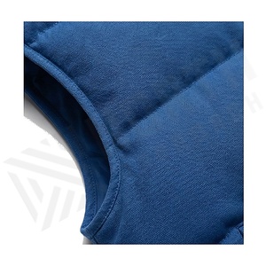Blue Quilted Vest Stand Collar Zipper Closure Polyester Wadding Winter Wear - Product Image 6