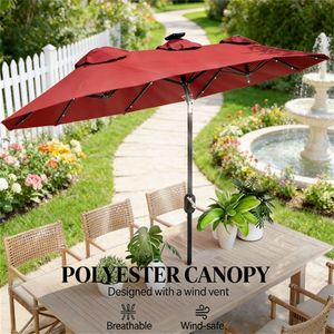 Parasol de terrasse solaire rouge bordeaux pour cour extérieure - Product Image 3
