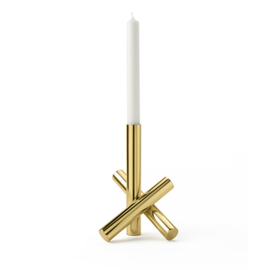 Portavelas Nórdico Moderno, Minimalista, de Hierro Dorado Pulido, Geométrico Abstracto, Cónico, Hecho a Mano, Resistente, para Decoración de Mesa del Hogar - Product Image 1