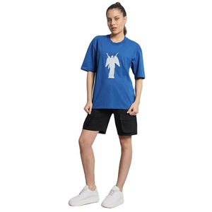 Ensemble deux pièces noir imprimé personnalisé style streetwear pour femme – T-shirt oversize imprimé et short confortable - Product Image 3
