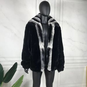 Veste en fourrure de lapin véritable pour homme, manteau chaud en fourrure de lapin Rex, veste à fermeture éclair, vêtements d'extérieur, manteaux d'hiver pour homme - Product Image 1