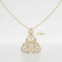 Collier Pendentif Trèfle Floral Doré pour Femme avec Diamant de Laboratoire, en Argent 925, Bijou Élégant Porte-Bonheur OEM ODM