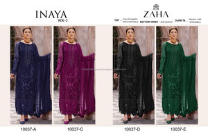 Hermoso Traje Salwar Semi-Confeccionado de Georgette de Seda y Rayón Multicolor, con Bordado Intenso, Diseño Indio, para Fiesta o Uso Casual - Product Image 5