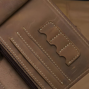 Portefeuille long vintage en cuir Crazy Horse pour homme, organiseur de voyage, pochette fine pour passeport, couverture pour chéquier avec poche à monnaie et emplacement pour carte SIM - Product Image 5