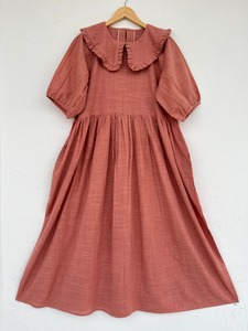 Robe longue en coton flammé pour femme, col Peter Pan, manches bouffantes, tenue de soirée décontractée, coupe ample, vêtement d'été, vêtements OEM sous marque privée - Product Image 1