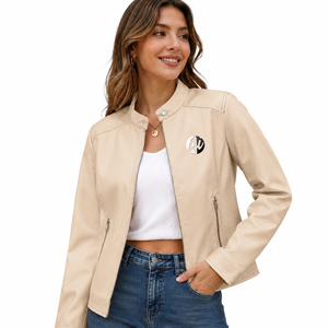modern <b>woman</b> leather <b>jacket</b> with elegant finish <b>lightweight</b> comfort and versatile styling for casual office and evening outfits - Product Image 1