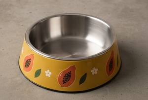 Gamelle Moderne en Émail à Motif Fruits Tropicaux, Anti-Renversement, Ronde, en Acier Inoxydable, pour Chien et Chat, avec Fond Antidérapant en Caoutchouc - Product Image 4