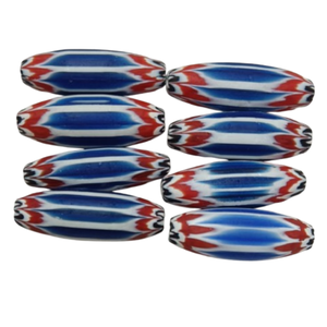 Wholesale Handmade Glass Chevron Beads Black Red White <b>Long</b> Tube Loose Beads for Jewelry Making DIY Bracelet <b>Necklace</b> - Product Image 3