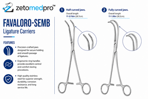 Porta Ligaduras FAVALORO-SEMB con Mordazas Semicurvas o Completamente Curvas, Longitud Total 11-5/16in (28.7cm) o 11-1/8in (28.2cm) ZETOMEDPRO - Product Image 3