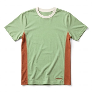 เสื้อยืดคอกลมแขนสั้นสีเขียวสำหรับผู้ชาย แบรนด์ Amkoor ทรงปกติ แต่งขอบตัดสี ผ้าฝ้ายถัก 100% ระบายอากาศได้ดี - Product Image 1