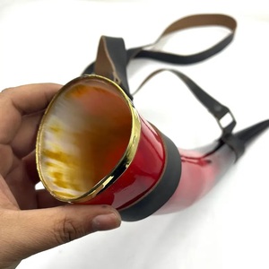 <b>Large</b> Viking Horn <b>Cup</b> Red Finish with Leather Holder Medieval Drinkware - Product Image 5