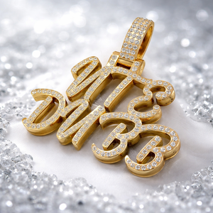 Trendy 10K <b>Solid</b> White <b>Gold</b> Rhodium Plated Custom Iced Cursive <b>Initial</b> Name <b>Necklace</b> Moissanite Pendant Charm Fine Jewelry Gifts - Product Image 6