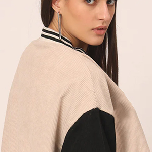 Custom Women's Patchwork Varsity Jacket Sheepskin Sleeve Chenille Embroidery Letterman Baseball Jacket - Product Image 6