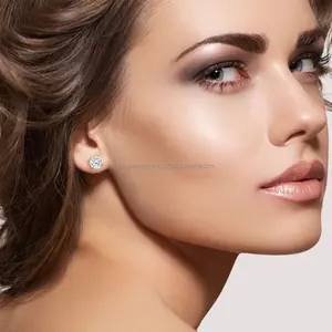 Boucles d'oreilles pendantes vintage en moissanite taille ronde brillante de 2,0 carats, plaquées or jaune, blanc ou rose 14 carats, argent sterling 925 - Product Image 5