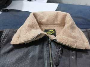 CHAMP KING Men's <b>Brown</b> Genuine <b>Leather</b> <b>Jacket</b> With Faux Fur Lining Turn-down Collar Zipper Closure - Product Image 2