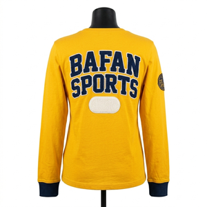 Camiseta de Manga Larga de Algodón Jersey Premium de 200 GSM, Amarillo Marino, Puños Acanalados, Estampado Puff, Logotipo Personalizado, Unisex - Product Image 4