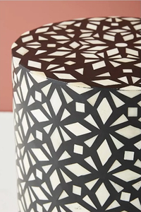 FAIZA CRAFT Handicraft Resin & Drum Side <b>Table</b> in Black Geometric Design 100% Handmade Hotel Living Room Furniture - Product Image 5