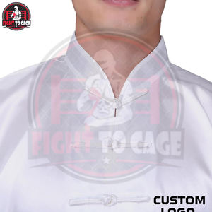 Blanc, confortable, fabriqué au Pakistan, nouvelle arrivée, tendance, qualité supérieure, respirant, polyester, Kung Fu, arts martiaux, devant - Product Image 4