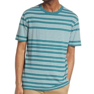 T-shirts pour hommes en taille plus, style personnalisé OEM, design rayé, coton et polyester, manches courtes, été, sport, décontracté, col rond, imprimé - Product Image 1