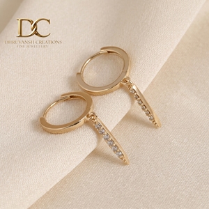 Pendientes de Aro Colgantes de Oro Sólido 9K con Diamantes Cultivados en Laboratorio Certificados por IGI, Estilo Minimalista con Puntas, para Mujer, Ideales para Bodas y Fiestas, Regalo Elegante - Product Image 4
