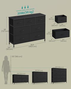 ตู้ลิ้นชักผ้า 7 ชั้น สไตล์โมเดิร์นสีดำเวียดนาม สำหรับห้องนอนและห้องนั่งเล่น - Product Image 2