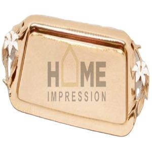 Poignées de fleurs décoratives rectangulaires personnalisées Plateau de service fantaisie en métal Accessoires pour restaurants et hôtels Plateau de service alimentaire - Product Image 1