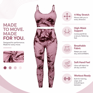 <b>Tie</b> <b>Dye</b> Yoga <b>Set</b> for Women 2 Piece Workout Outfits High Waist Seamless Leggings and Sports Bra Gym Fitness Clothing Activewear - Product Image 5
