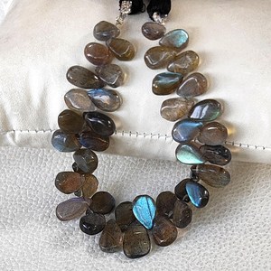 Cuentas de Labradorita Natural de Zubeda Gems, Corte Brillante Redondo y Liso, con Destello Azul, para Joyería de la India, Venta al Por Mayor - Product Image 4