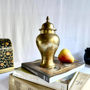 Tarro cilíndrico decorativo de metal dorado de diseño sencillo, apto para lavavajillas, de grado alimenticio, con tapa, estilo real tradicional, para jengibre. - Product Image 1