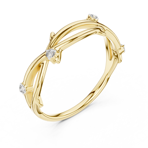 Nature Inspired Crossover Round Brilliant Cut Lab Grown Diamond <b>Rings</b> DEF VVS 14K Yellow Gold Engagement <b>Rings</b> Jewelry Wholesale - Product Image 4