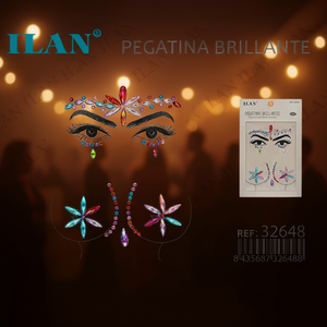 Adesivi viso glitterati ILAN multicolor per decorazioni facciali - Product Image 2