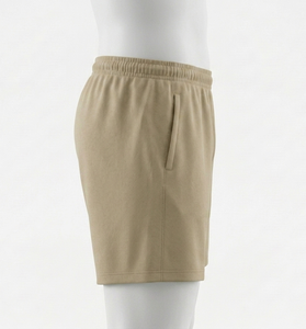 Shorts kaki pour hommes à taille élastique avec poches, coupe régulière, toutes saisons, couleur unie, vêtements de sport - Product Image 3