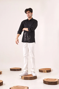 Camisa de Satén de Algodón para Hombre, Manga Larga con Bordado de León, Corte Ajustado, Abotonada, Informal, para Uso Diario de Verano, Cómoda y Moderna - Product Image 2