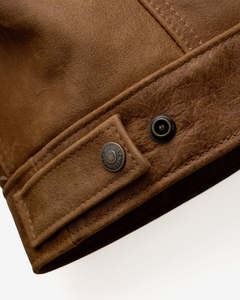 Veste en cuir véritable marron pour homme avec col en fausse fourrure, col rabattable, coupe classique, coupe-vent, style décontracté d'hiver - Product Image 4