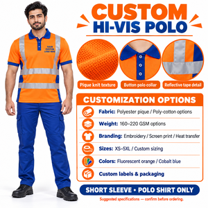 Camiseta Polo de Algodón de Alta Visibilidad con Cinta Reflectante, Certificación CE, Uniforme para Trabajadores Industriales, Contratistas y Servicios al Aire Libre - Product Image 6